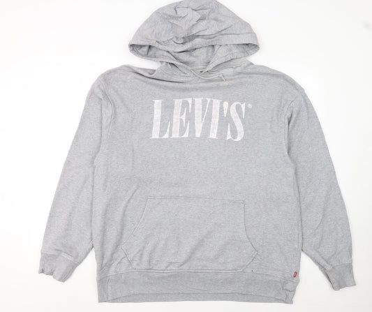 Levi's Men's Grey Relaxed Fit Pullover Hoodie Large