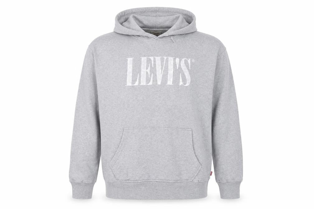 Levi's Men's Grey Relaxed Fit Pullover Hoodie Large