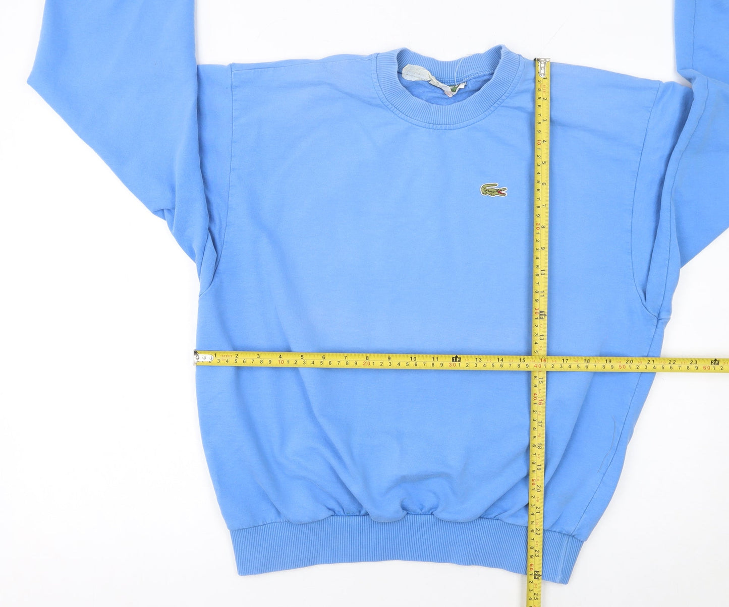 Lacoste Men's Blue Cotton Crew Neck Pullover Sweatshirt L Vintage