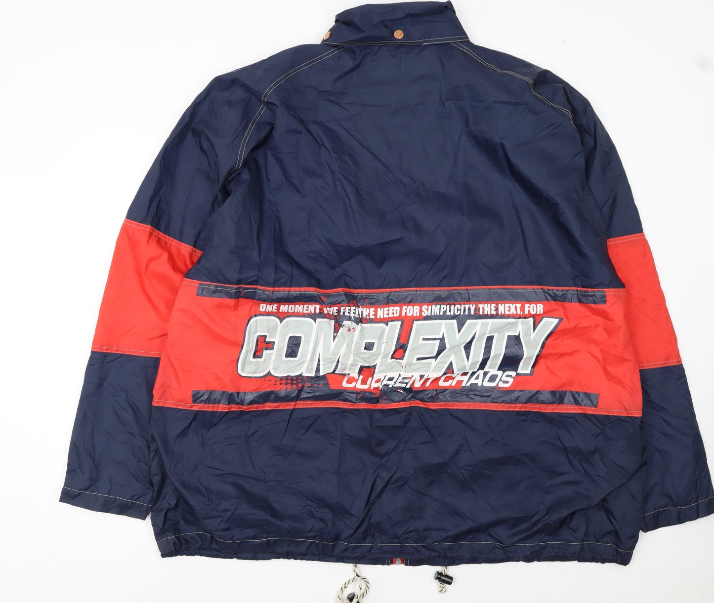 Earthbound Men's Blue Red 2XL Windbreaker Jacket Nylon Retro Style