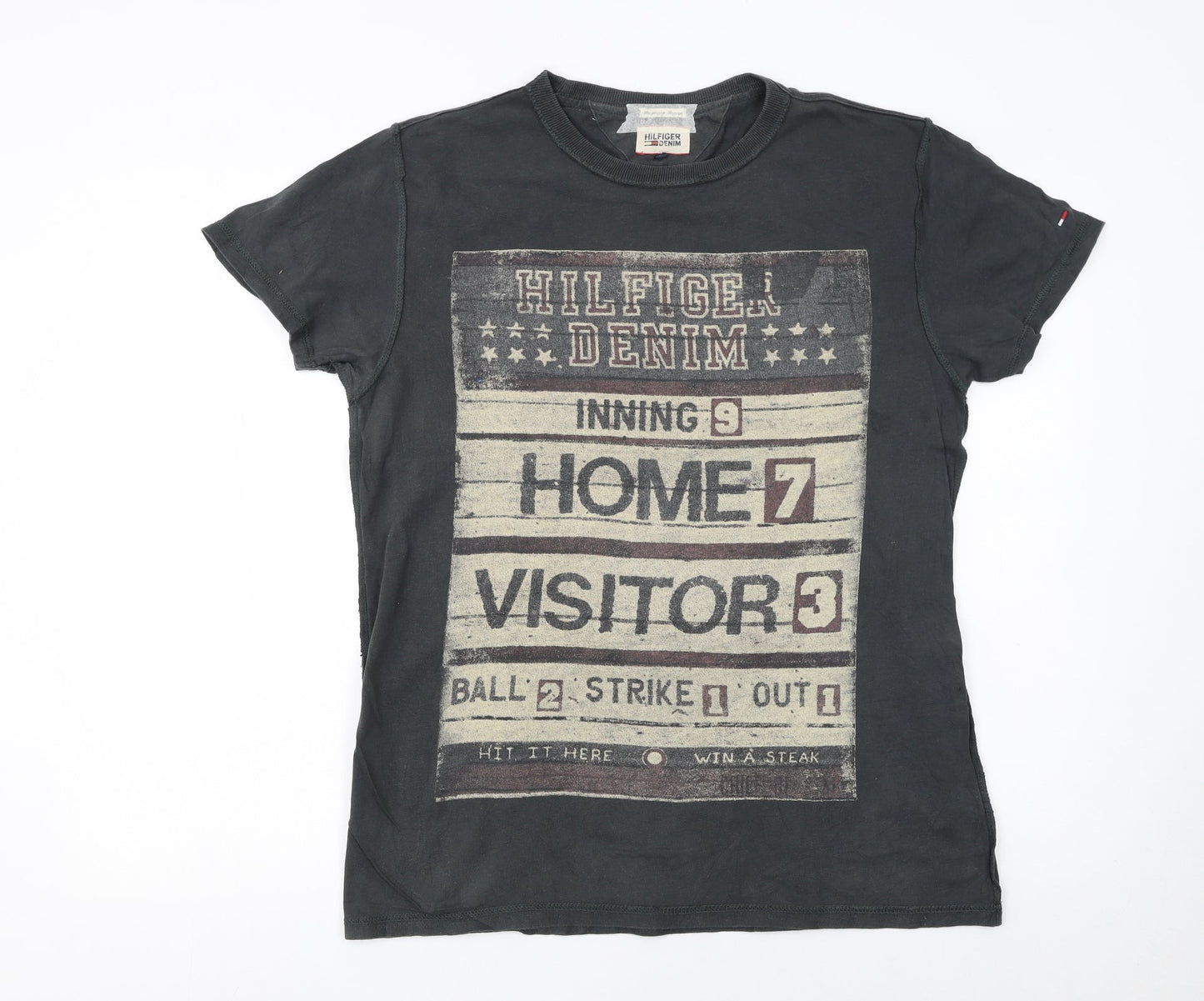 Hilfiger Denim Men's Black Graphic Print Cotton T-Shirt Size S