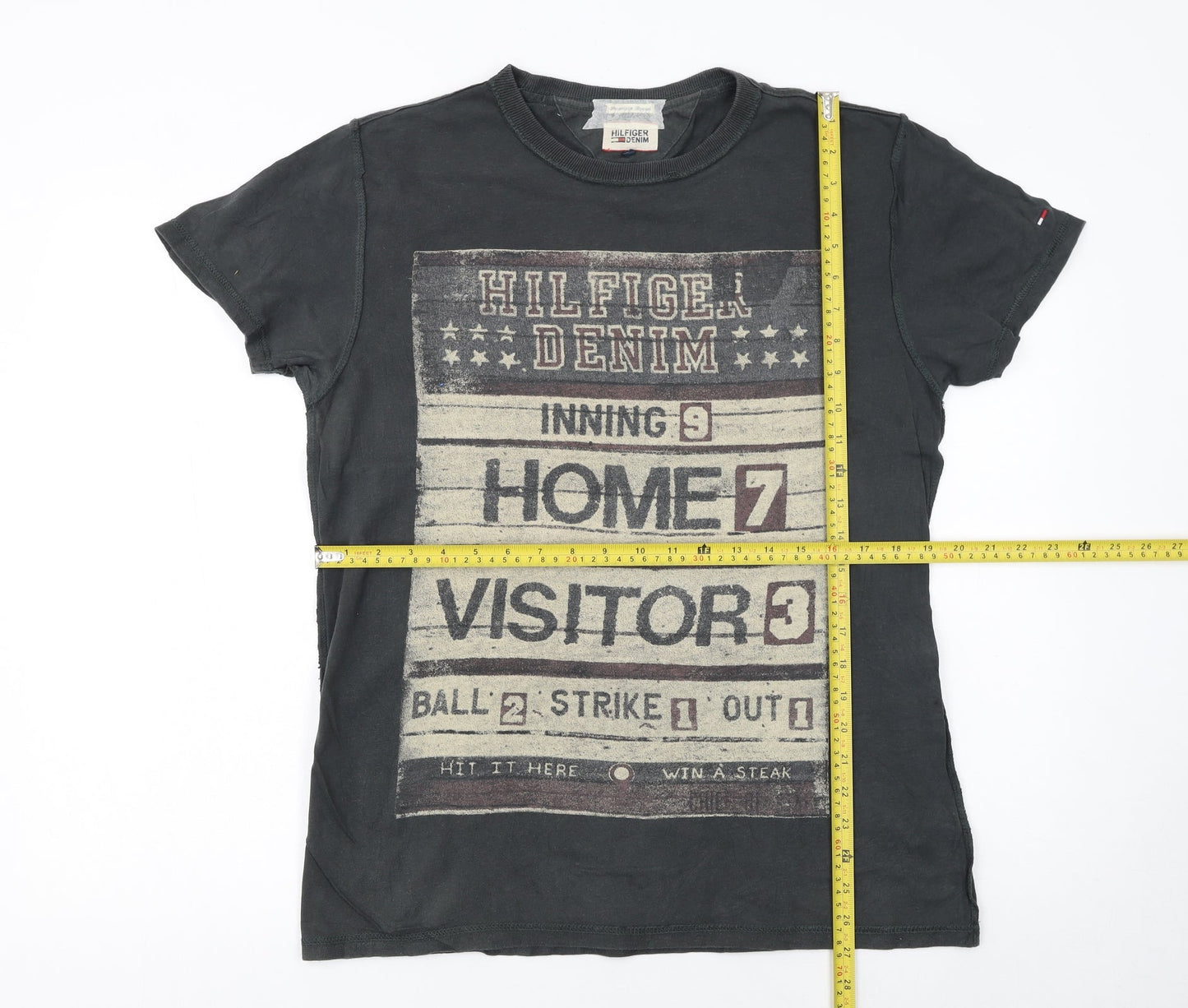 Hilfiger Denim Men's Black Graphic Print Cotton T-Shirt Size S
