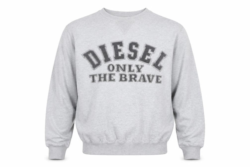 Diesel Men's Grey Crew Neck Logo Pullover Sweatshirt Size M