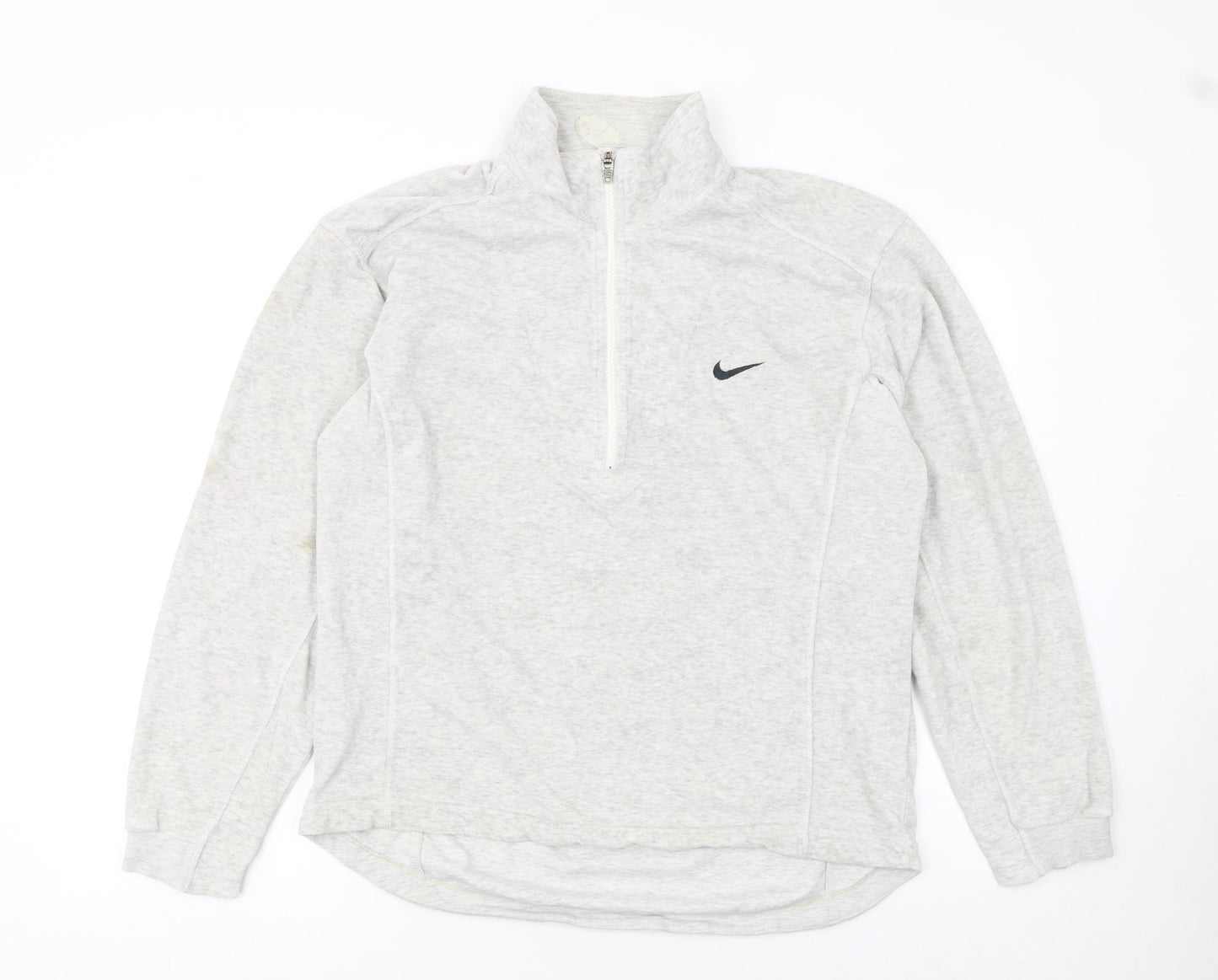Nike Women Grey 1/2 Zip Pullover Sweatshirt L 12-14 Cotton Blend