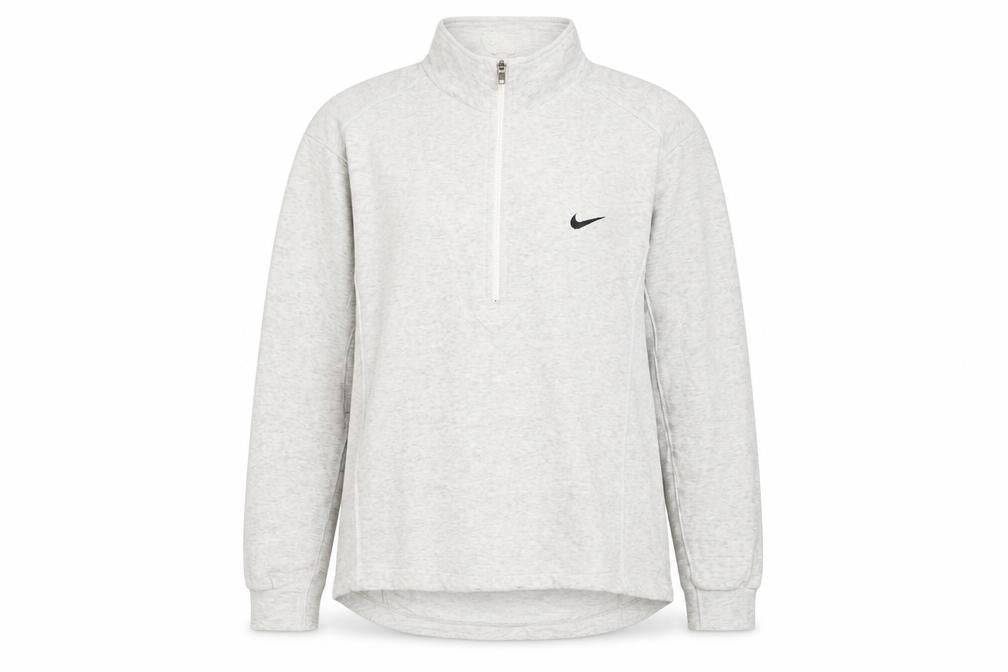 Nike Women Grey 1/2 Zip Pullover Sweatshirt L 12-14 Cotton Blend