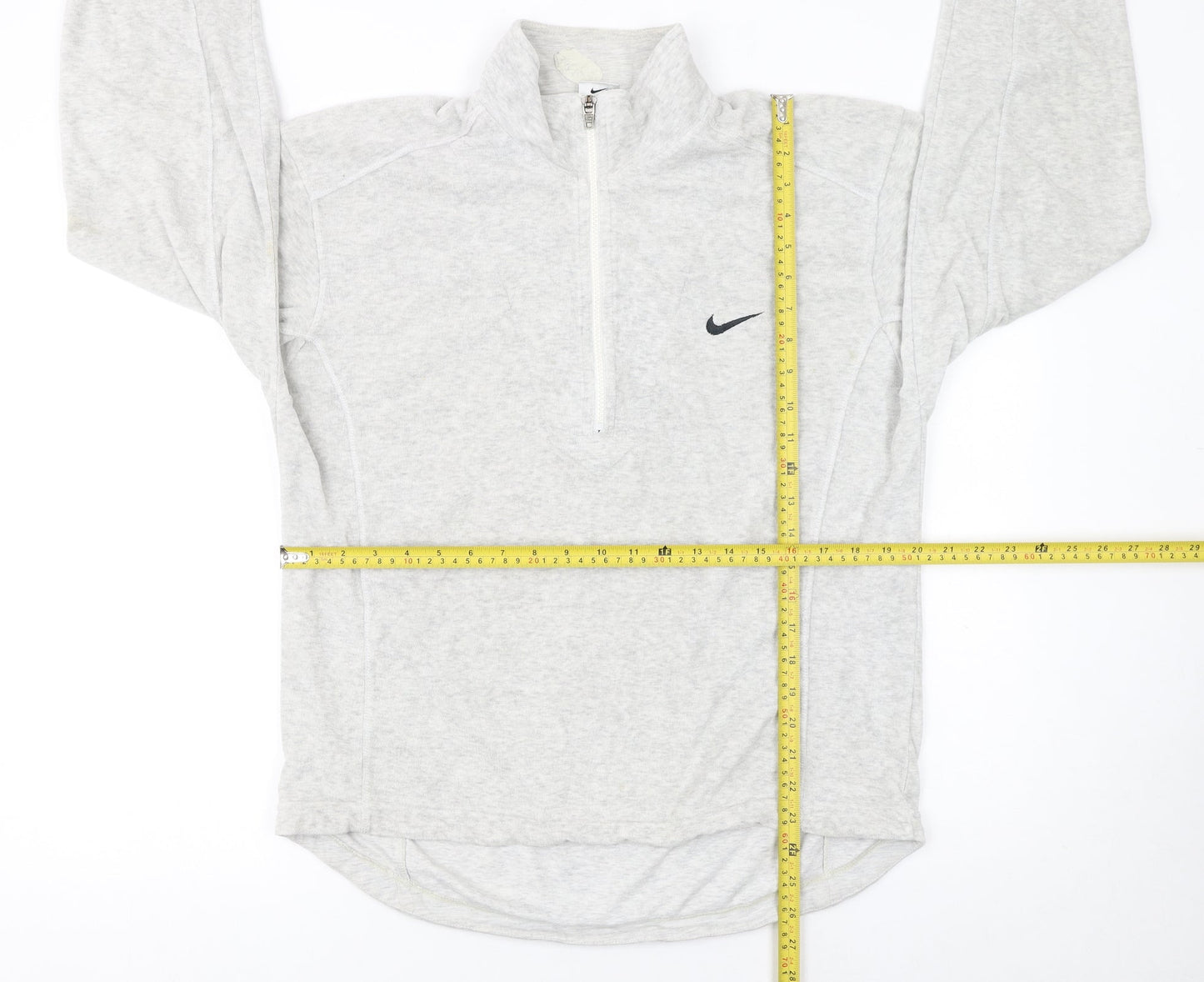 Nike Women Grey 1/2 Zip Pullover Sweatshirt L 12-14 Cotton Blend
