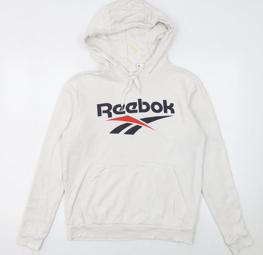 Reebok Women’s Beige XS Pullover Hoodie with Logo Print