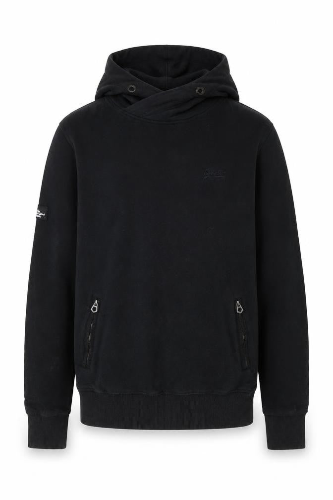 Superdry Men’s Black Pullover Hoodie Size S Regular Fit Fleece