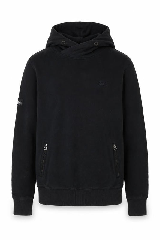 Superdry Men’s Black Pullover Hoodie Size S Regular Fit Fleece