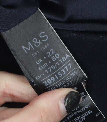Marks and Spencer Women's Black Wool Blend Classic Mid-Length Coat Size 22