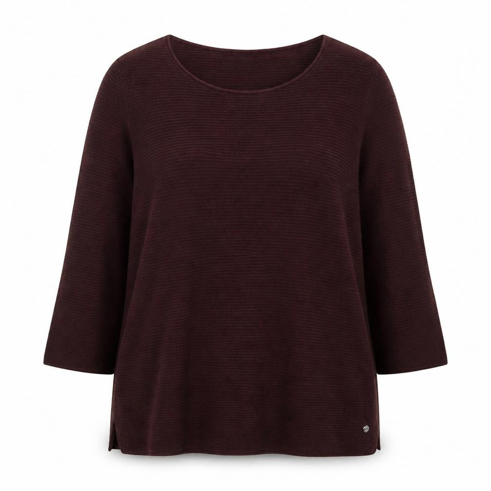 Monari Women's Brown 3/4 Sleeve Cotton Blend Pullover Jumper Size 18