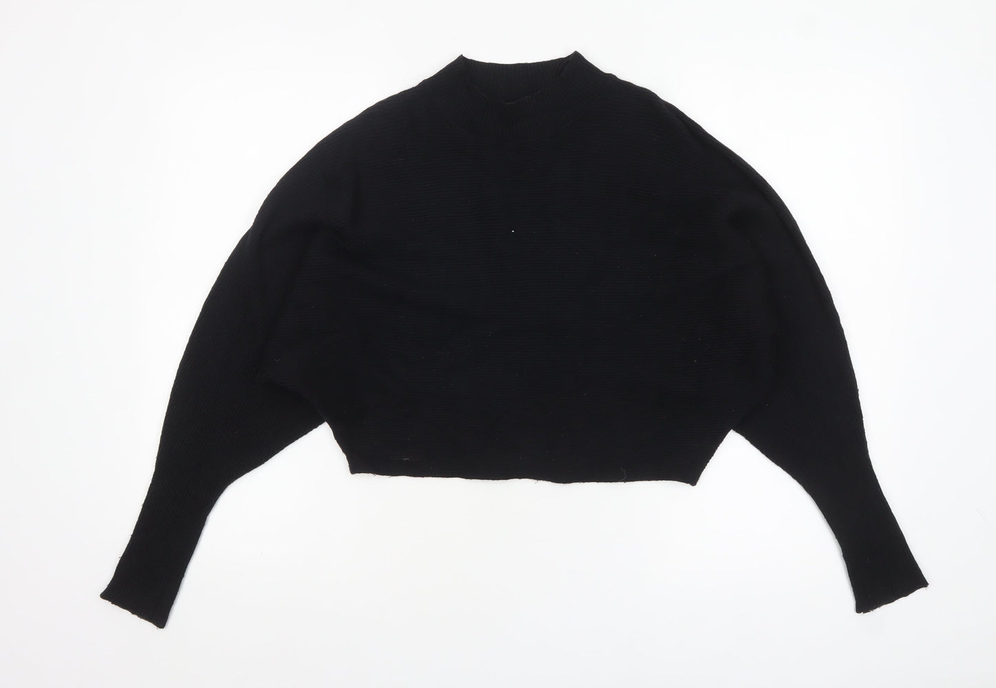 ZARA Women’s Black Mock Neck Dolman Sleeve Knit Jumper Size 10