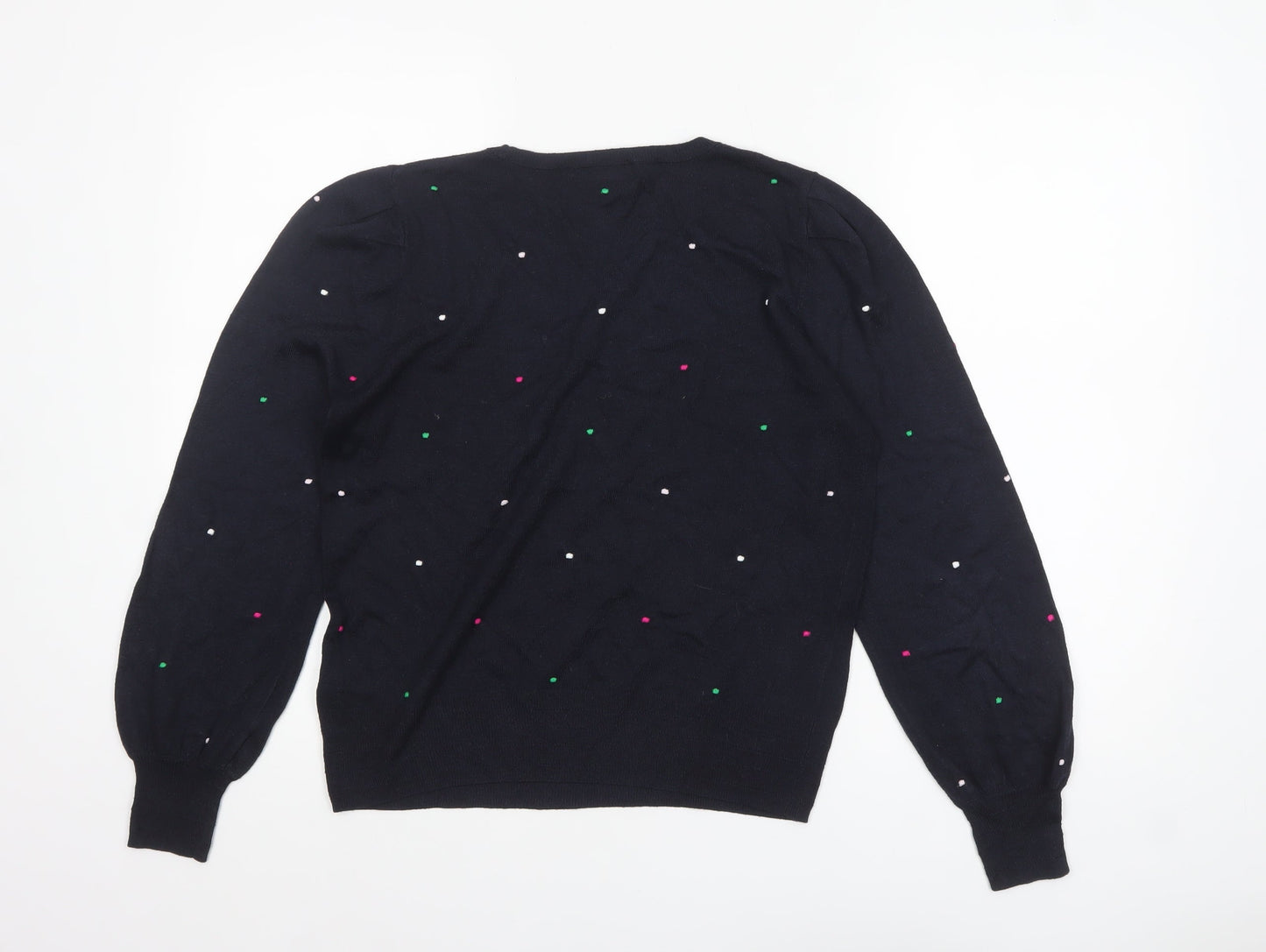 NEXT Women Blue Polka Dot Wool Blend Crew Neck Jumper M