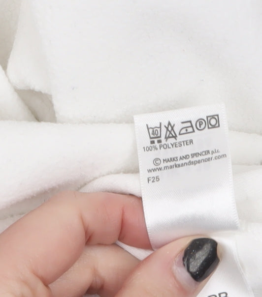 Marks and Spencer Women White Fleece Pullover Sweatshirt UK 16