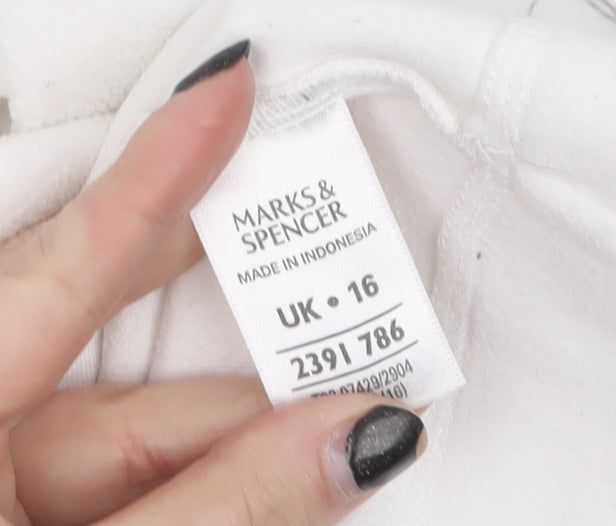 Marks and Spencer Women White Fleece Pullover Sweatshirt UK 16