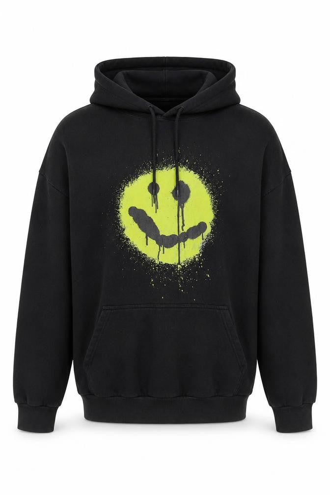 boohooMAN Men's Black Hoodie Medium Graphic Print Pullover