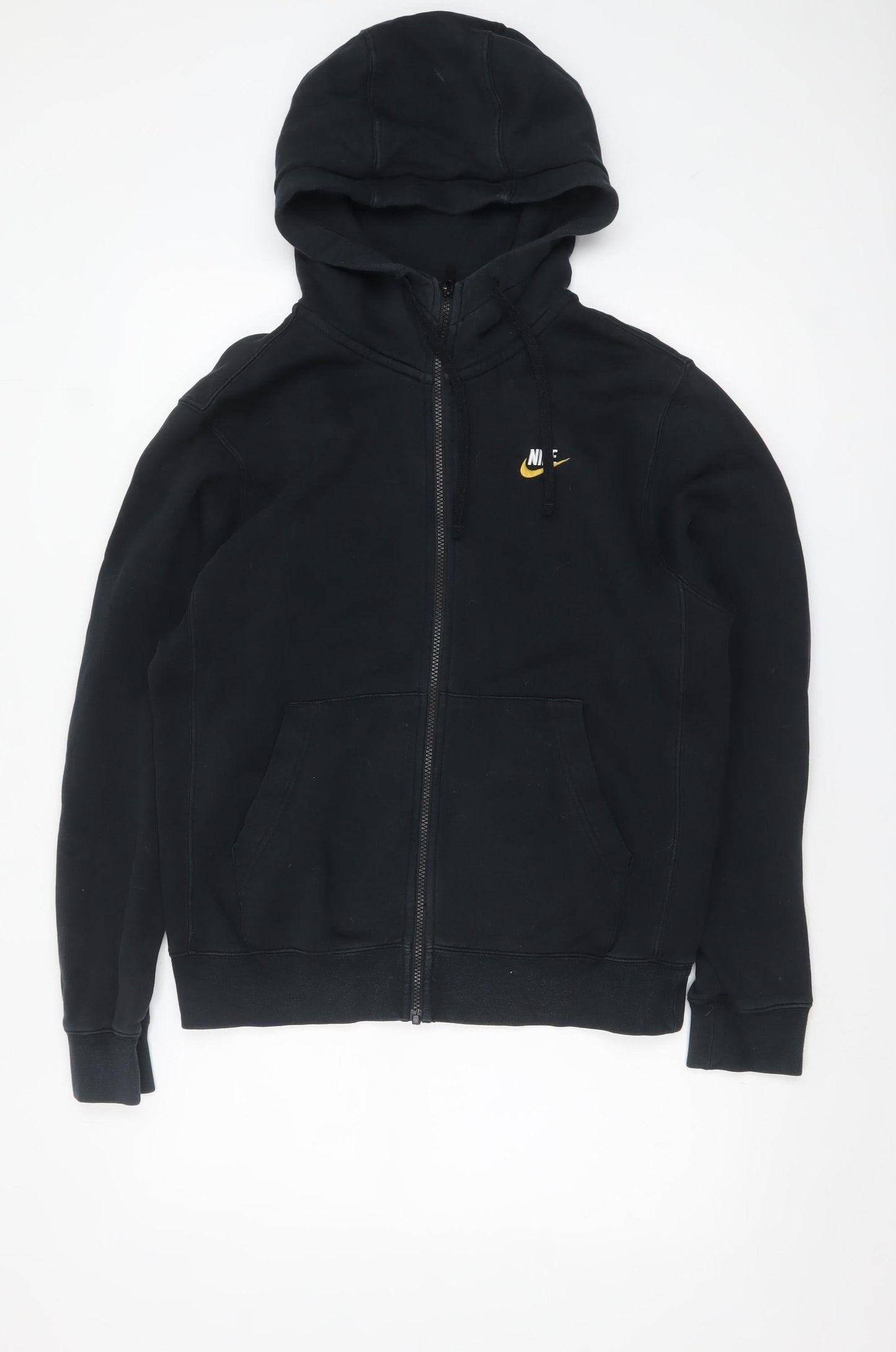 Nike Men's Black Full Zip Hoodie S Fleece Cotton Logo Sweatshirt