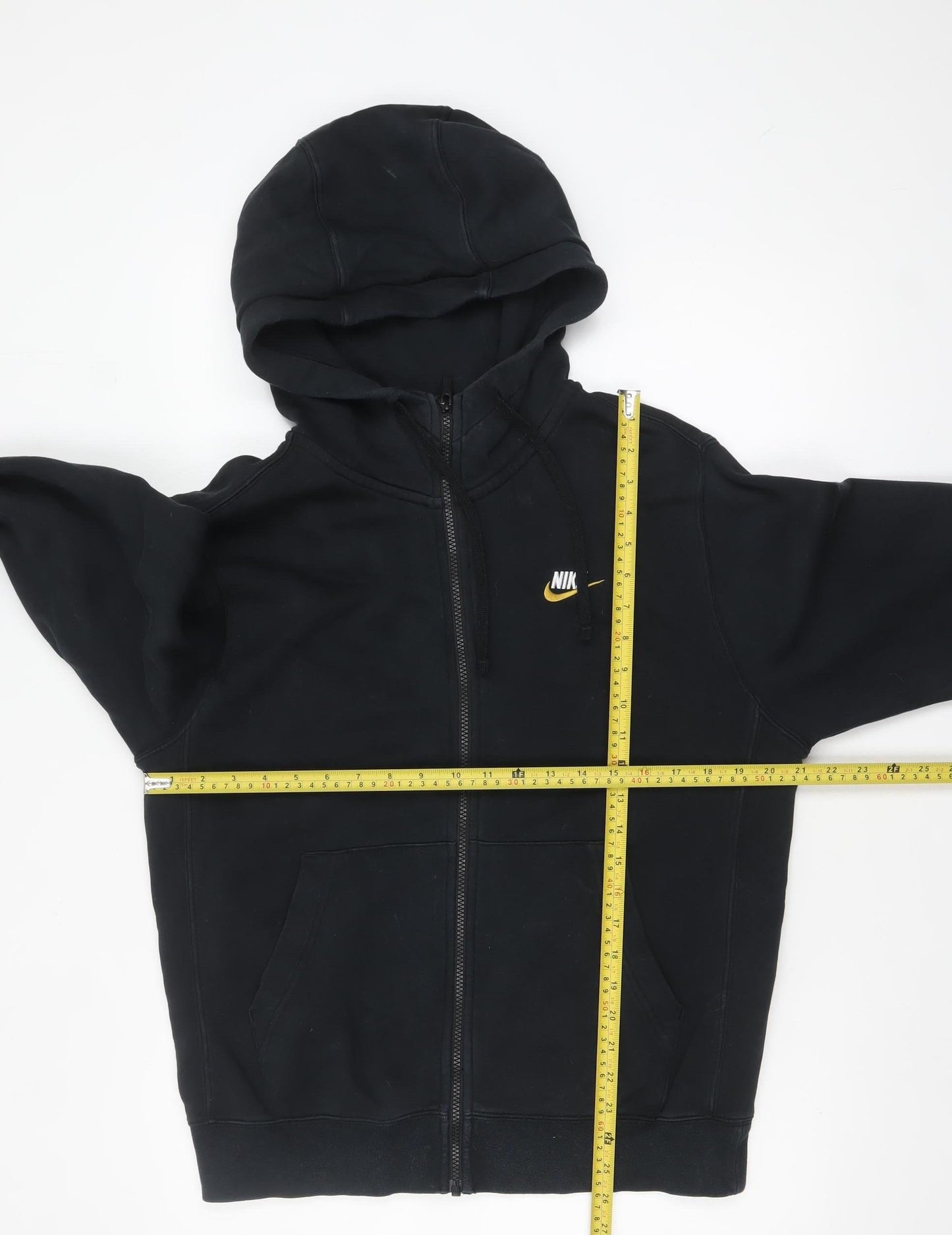 Nike Men's Black Full Zip Hoodie S Fleece Cotton Logo Sweatshirt