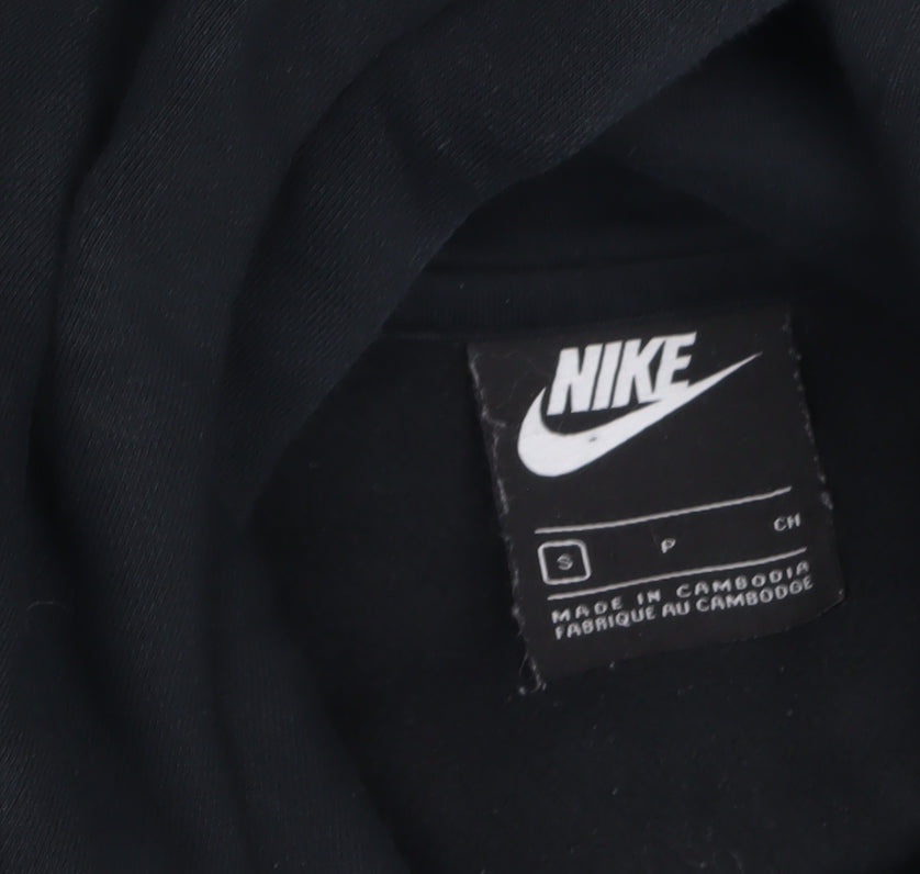 Nike Men's Black Full Zip Hoodie S Fleece Cotton Logo Sweatshirt