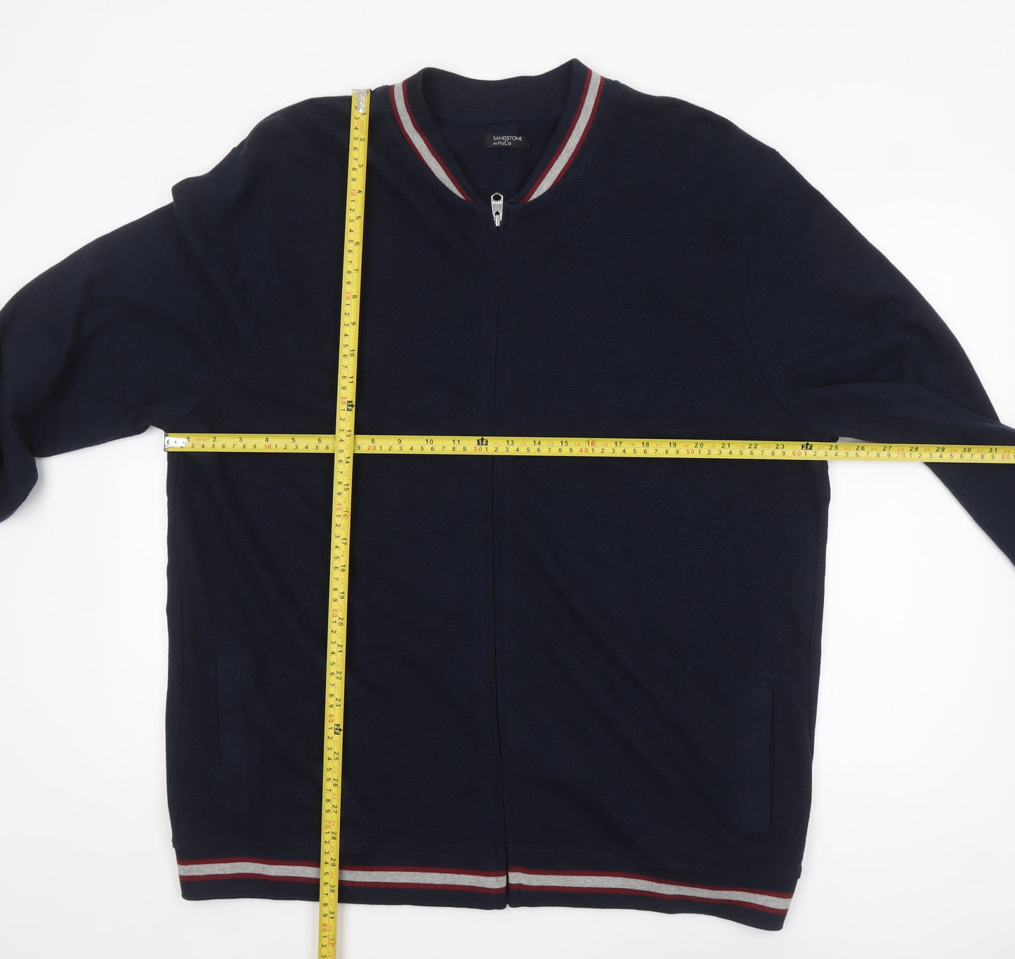 M&Co Men’s Blue 2XL Full Zip Cotton Knit Casual Jacket