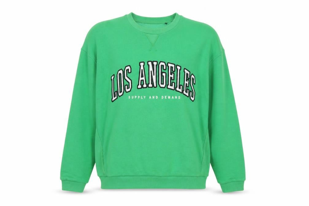 Supply & Demand Womens Green Los Angeles Crew Neck Sweatshirt UK 10