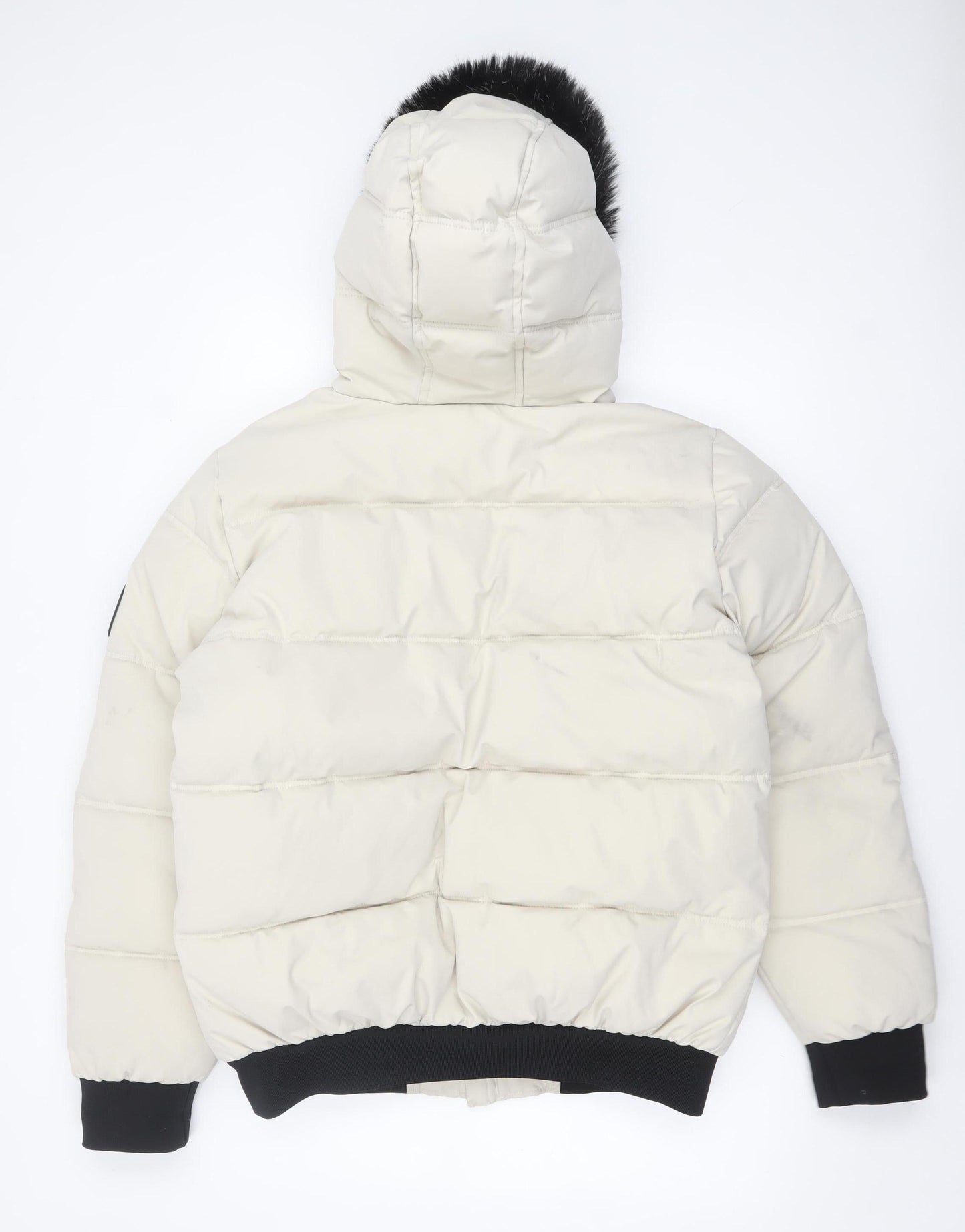 Pink Soda Sport Women’s Ivory Puffer Jacket Size 12 Hooded Winter Coat