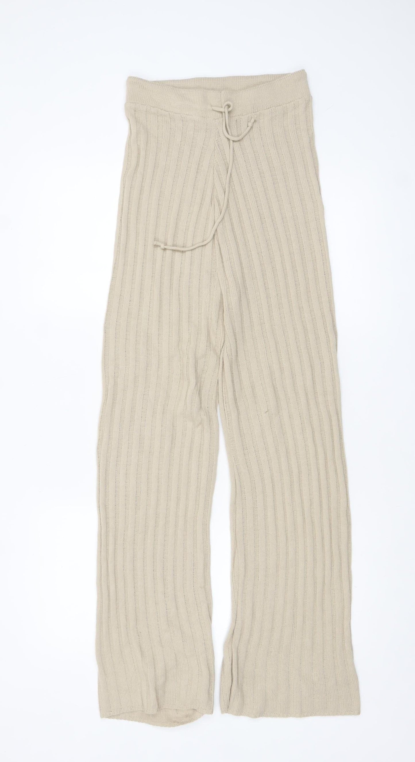 Quiz Women's Beige Knit Wide-Leg Lounge Sweatpants Size S