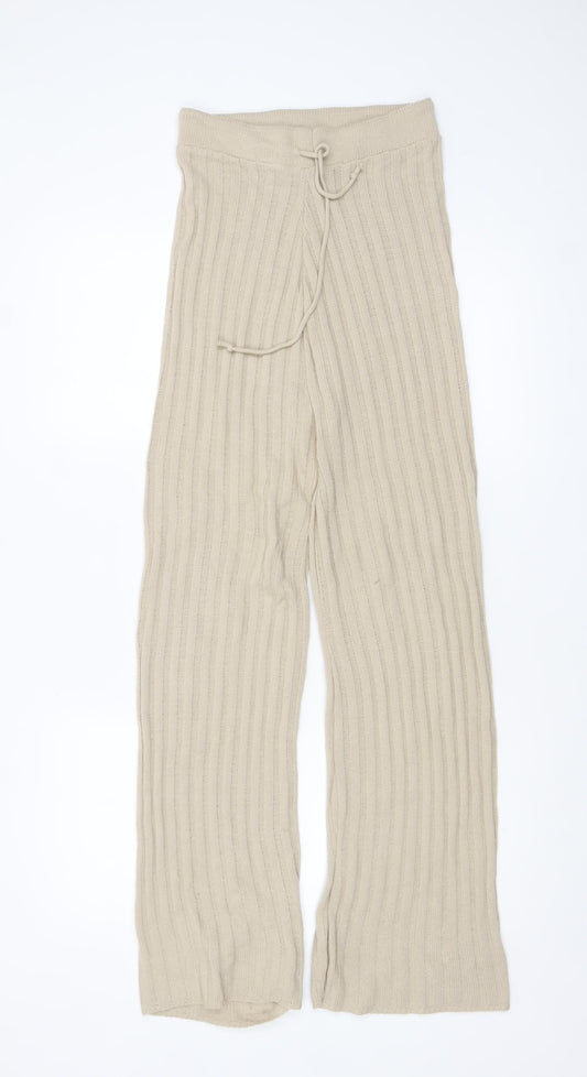 Quiz Women's Beige Knit Wide-Leg Lounge Sweatpants Size S