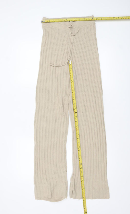 Quiz Women's Beige Knit Wide-Leg Lounge Sweatpants Size S