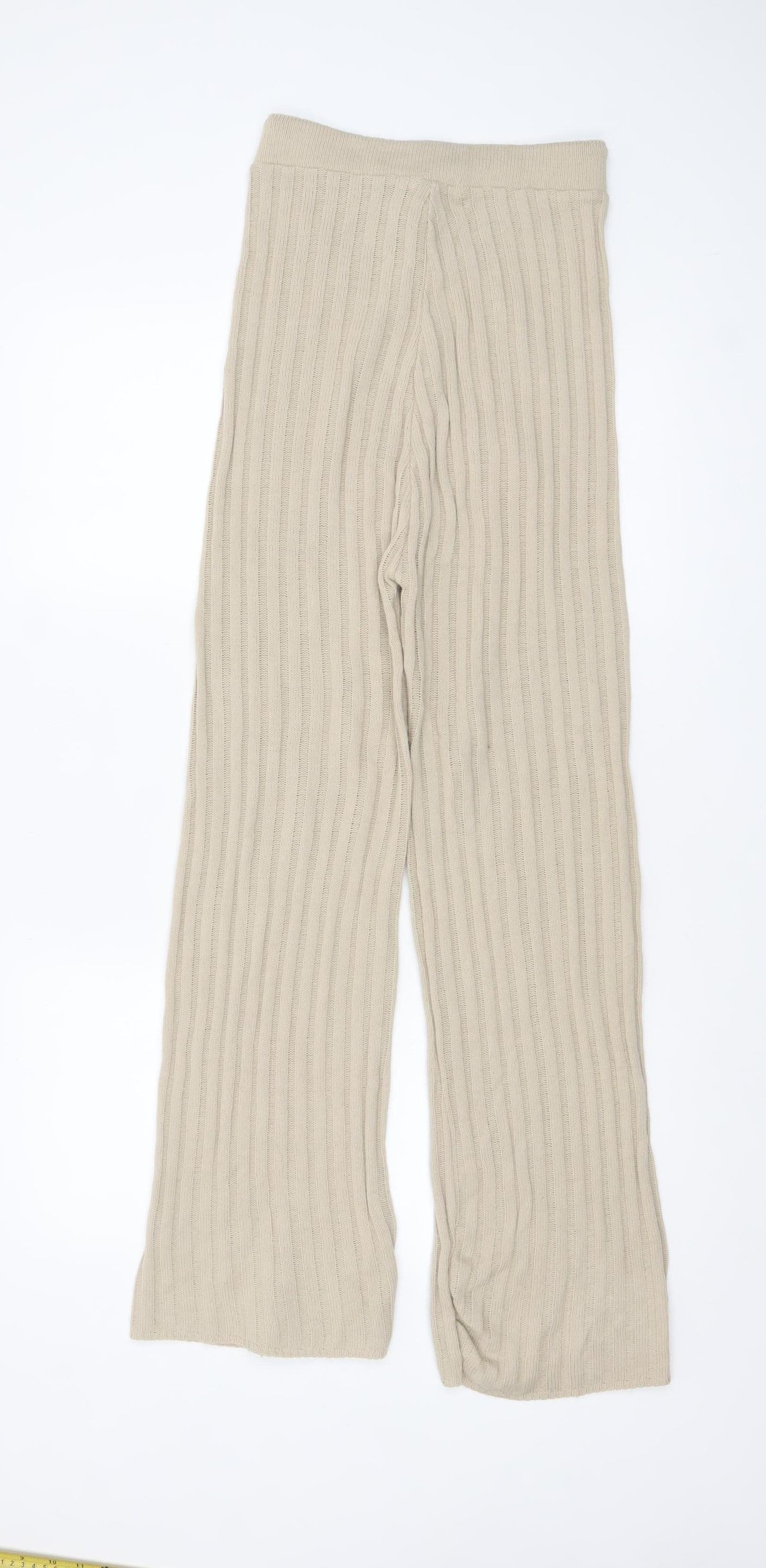 Quiz Women's Beige Knit Wide-Leg Lounge Sweatpants Size S