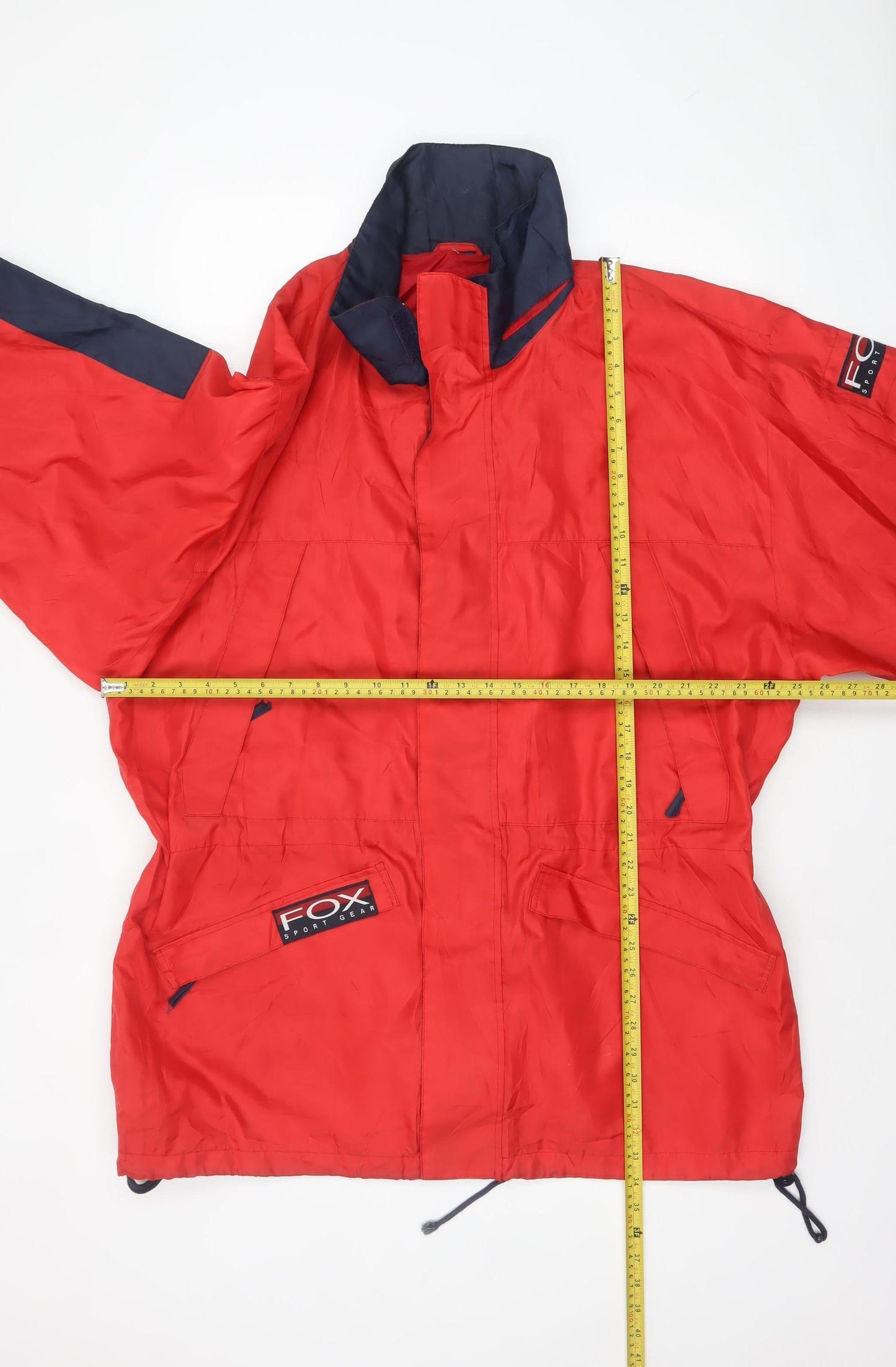FOX Sport Gear Men's Red Parka Jacket L Nylon Lined Outdoor Coat