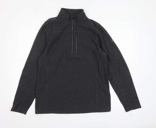 Trespass Mens Black Fleece 1/4 Zip Pullover Sweatshirt Size L