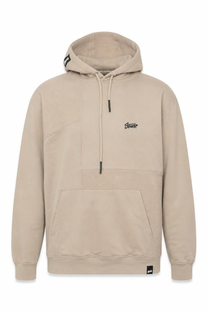 Pull & Bear Men's Beige Pullover Hoodie M Logo Front Casual Style