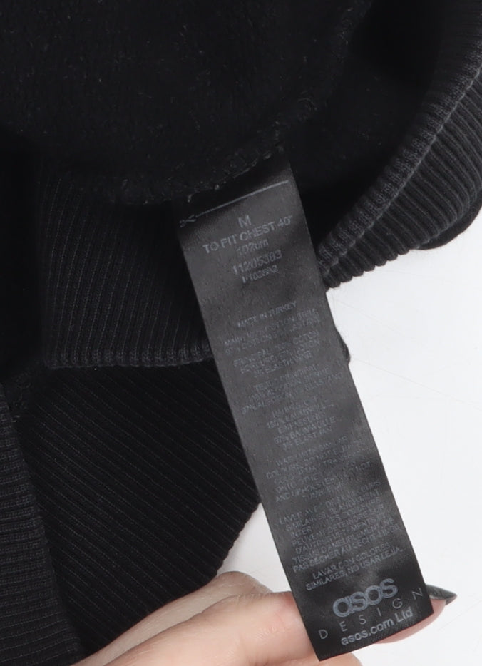 ASOS DESIGN Men's Black Full Zip Hoodie Size M Regular Fit