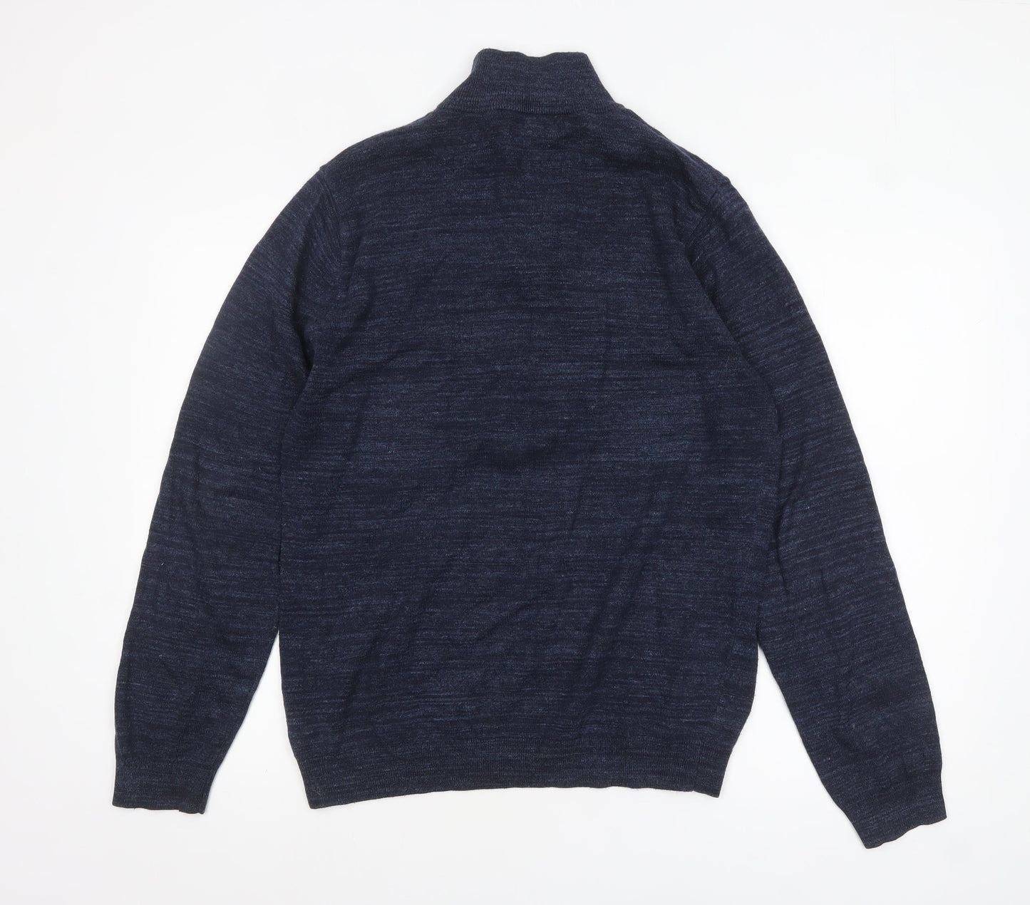 Next Men's Blue Half Zip High Neck Cotton Jumper Size M