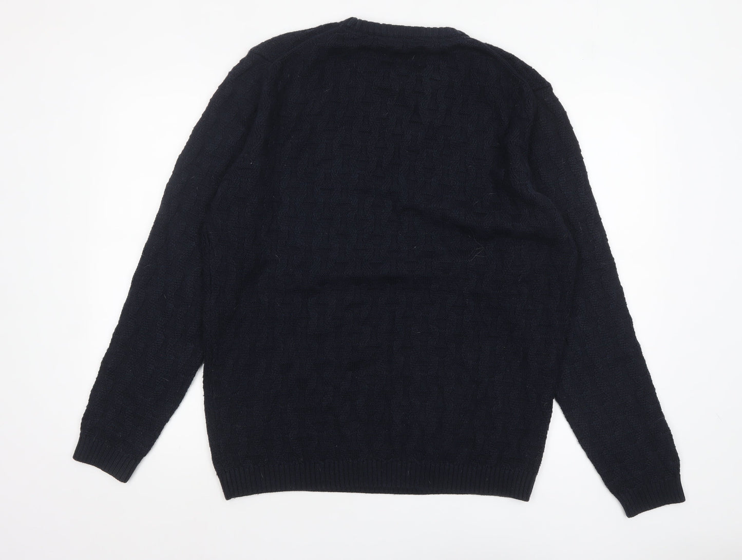 Jack & Jones Men's Blue Cotton Cable Knit Jumper Size L