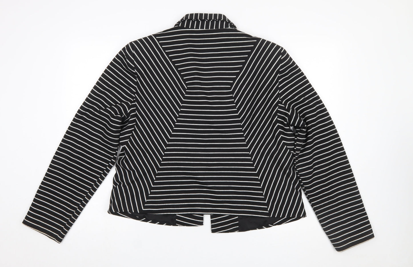 M&Co Women Black/Ivory Striped Single-Breasted Blazer Size 20