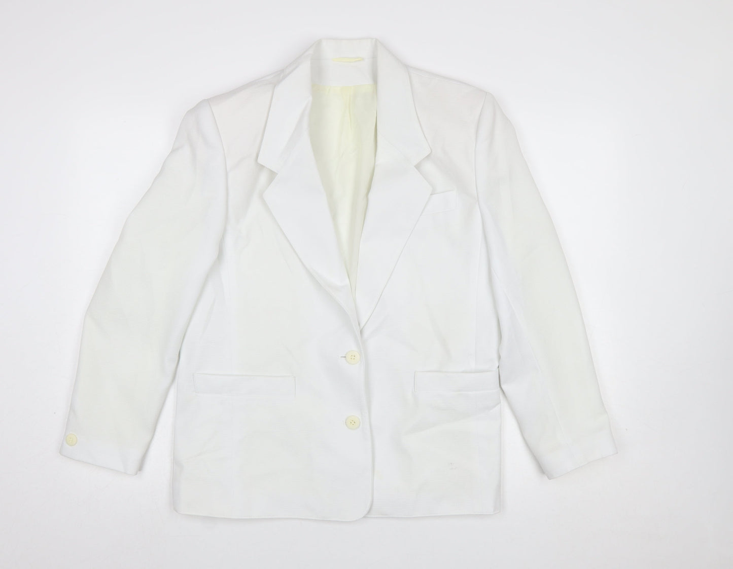 Littlewoods Women's White Polyester Blazer Size 12 Classic Suit Jacket