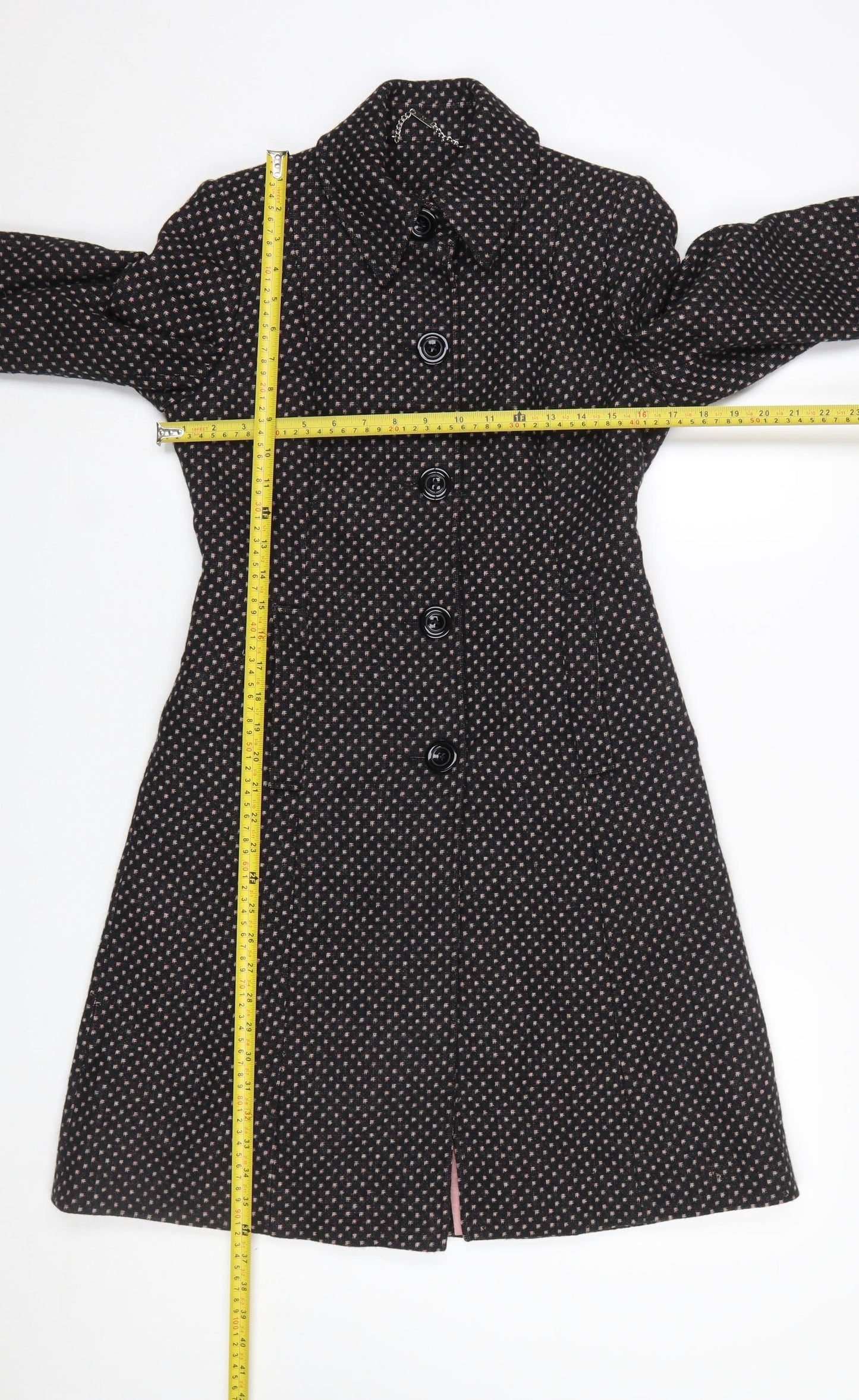 Next Women’s Black Petite Wool Overcoat Size 6 Long Classic Style