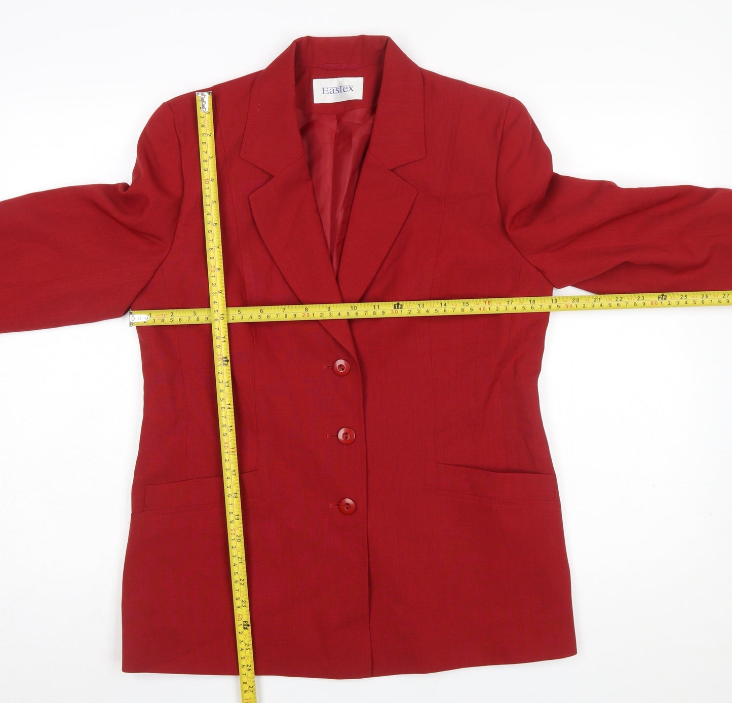 Eastex Women Red Size 10 Classic Single-Breasted Blazer