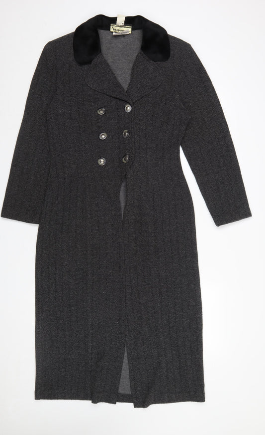 Farouche Women’s Grey Long Overcoat UK 14 Polyester Blend Classic Style