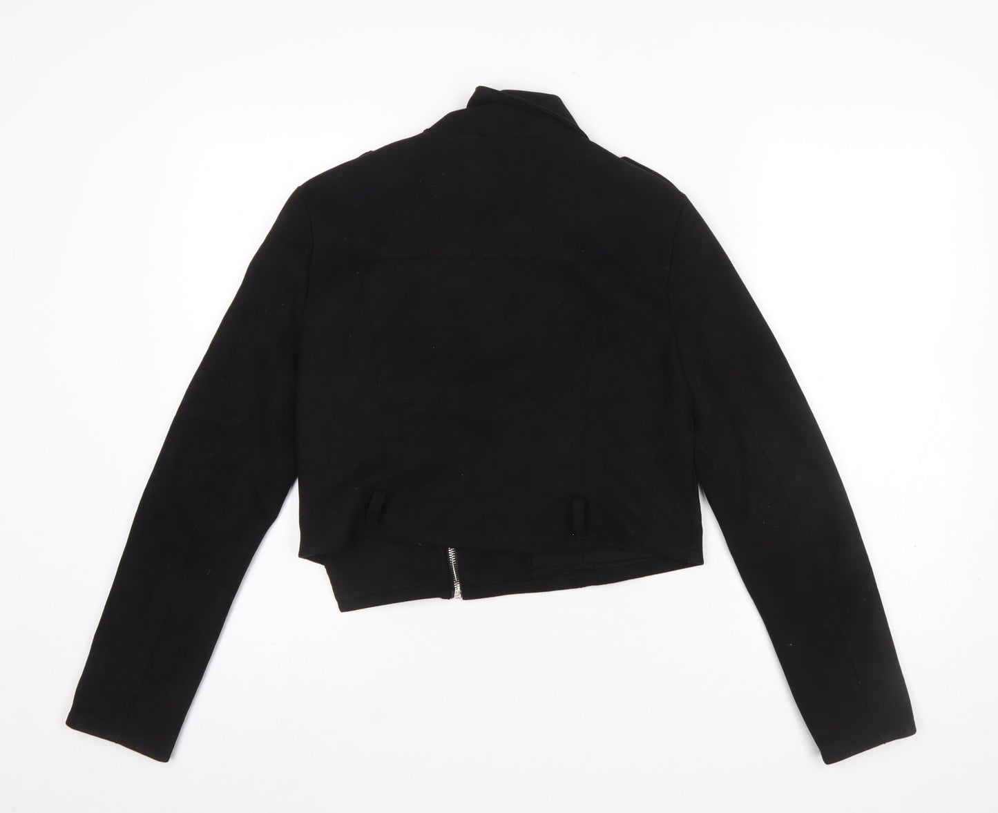 Lucy Wang Women's Black Suede Cropped Biker Jacket L