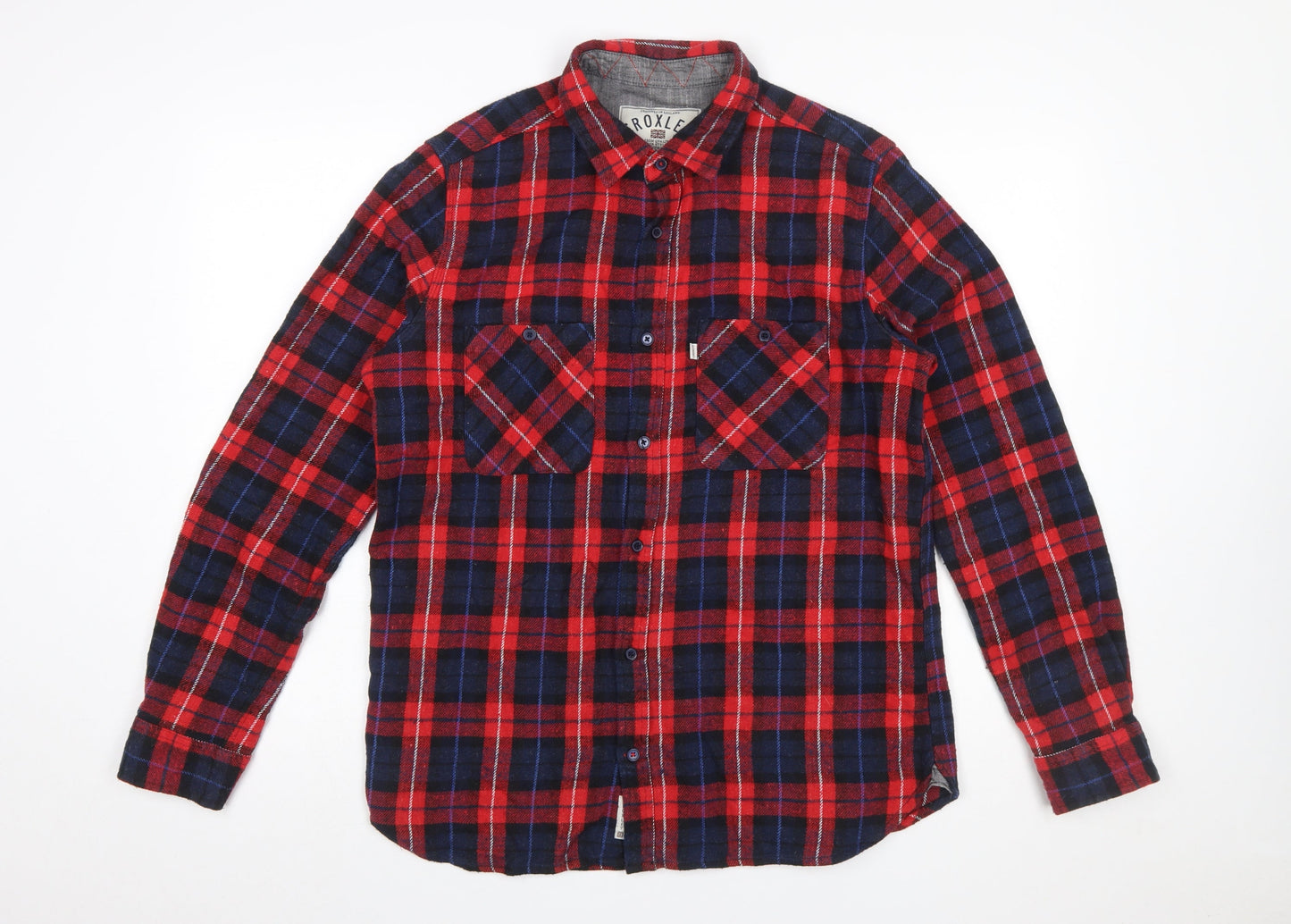 Croxley Men's Red Check Flannel Long Sleeve Button-Up Shirt L