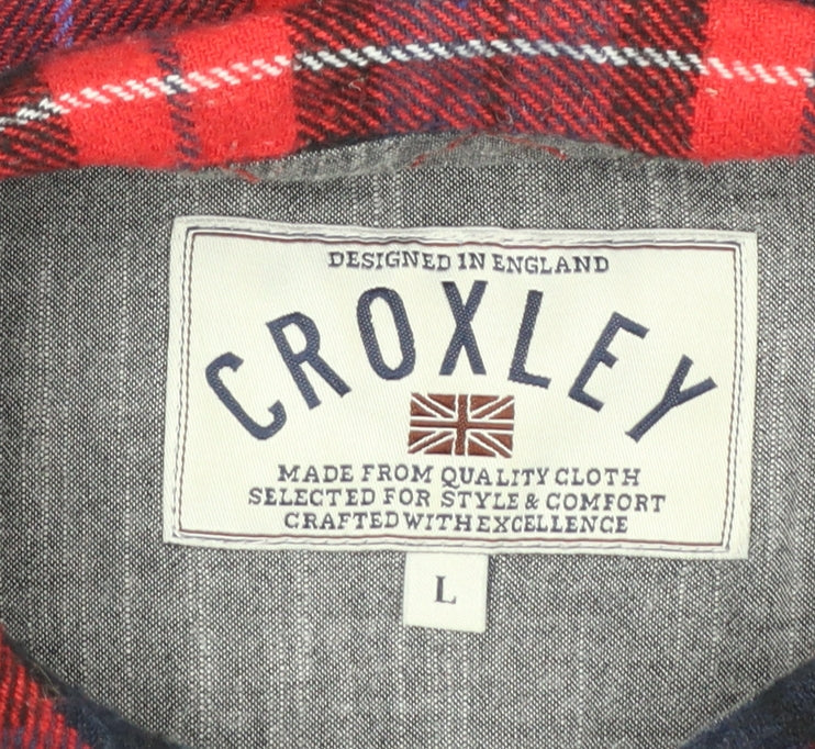 Croxley Men's Red Check Flannel Long Sleeve Button-Up Shirt L