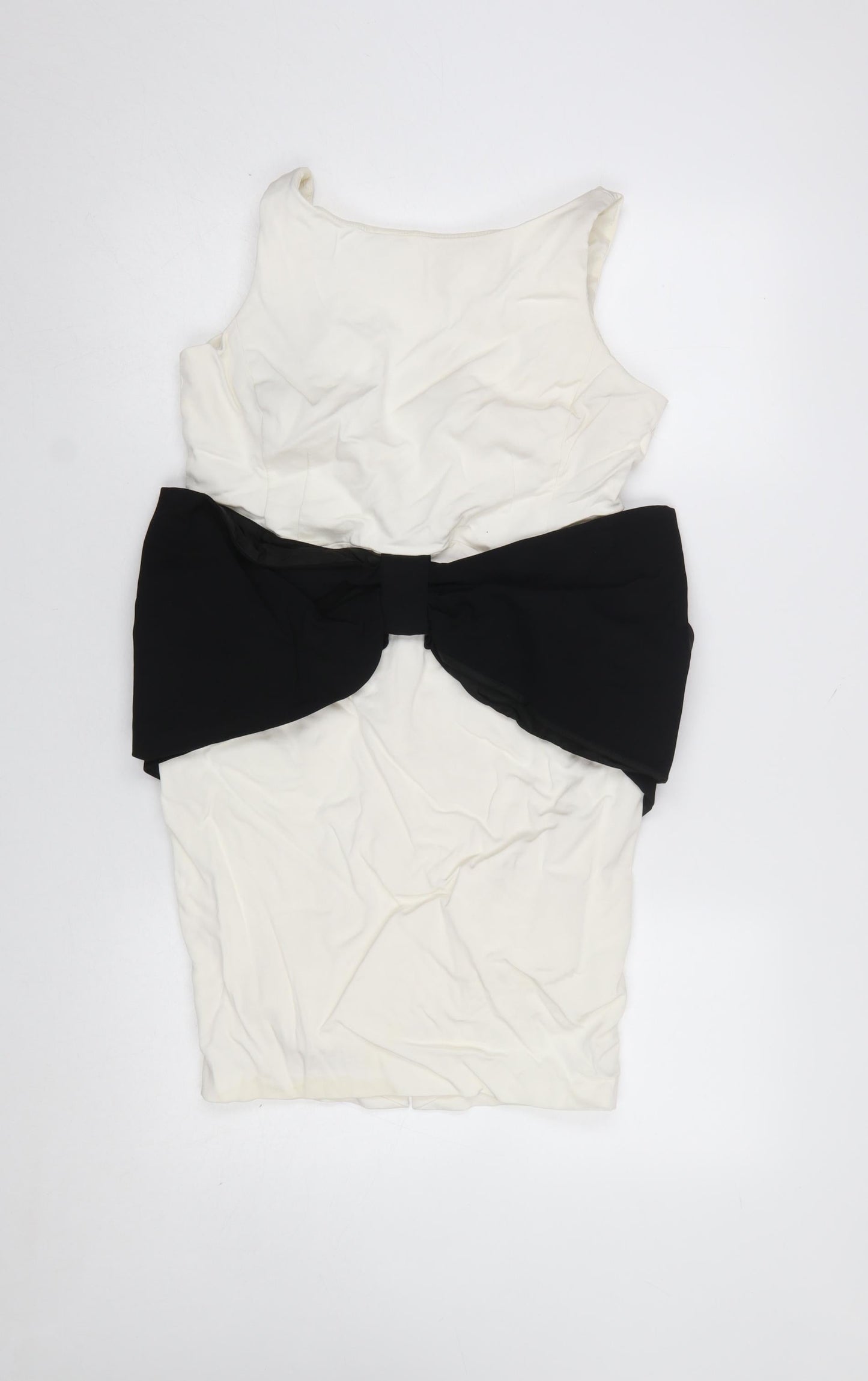 Coast Petite Ivory Black Bow Sheath Dress UK 14 Women's Formal