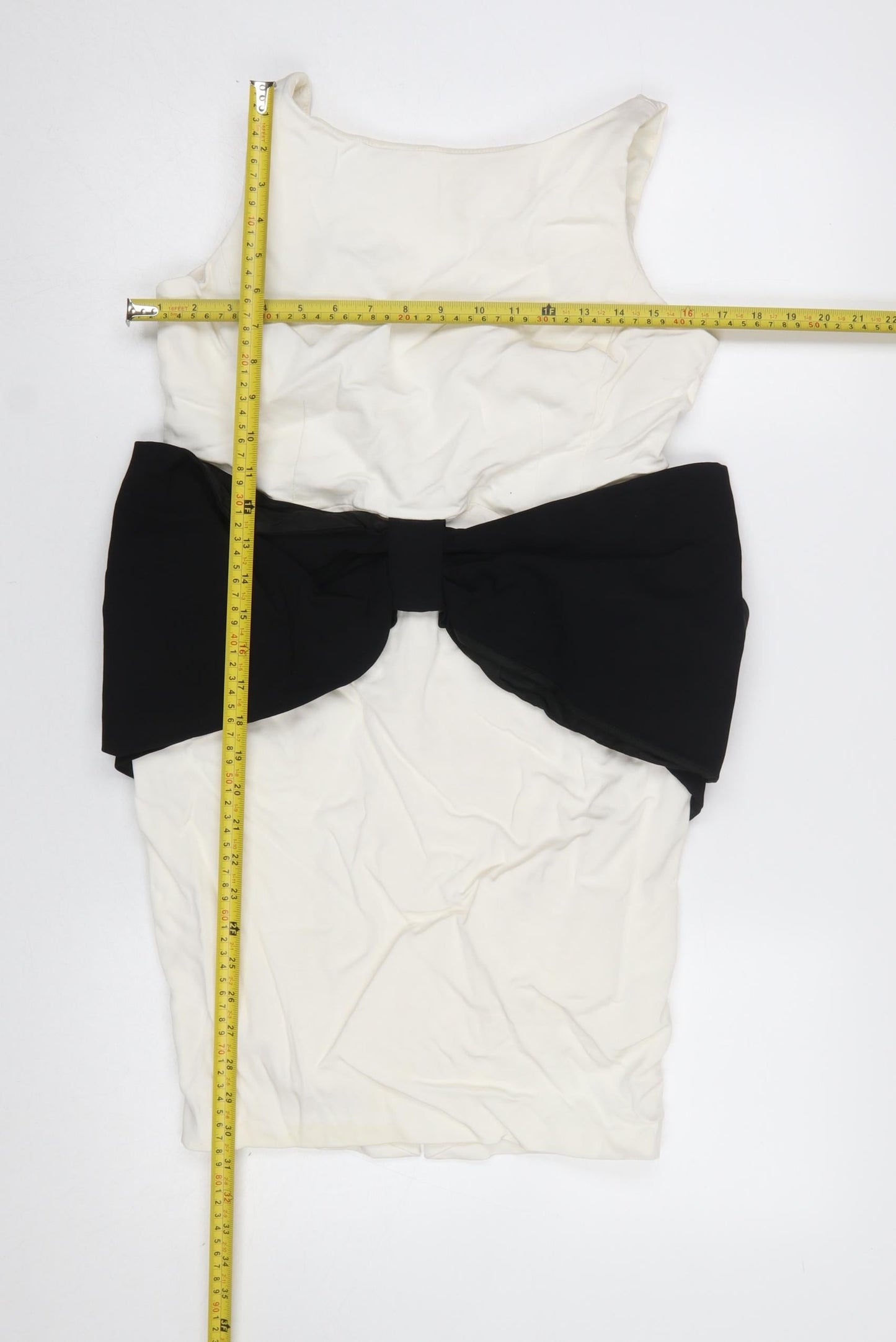 Coast Petite Ivory Black Bow Sheath Dress UK 14 Women's Formal