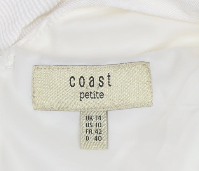 Coast Petite Ivory Black Bow Sheath Dress UK 14 Women's Formal