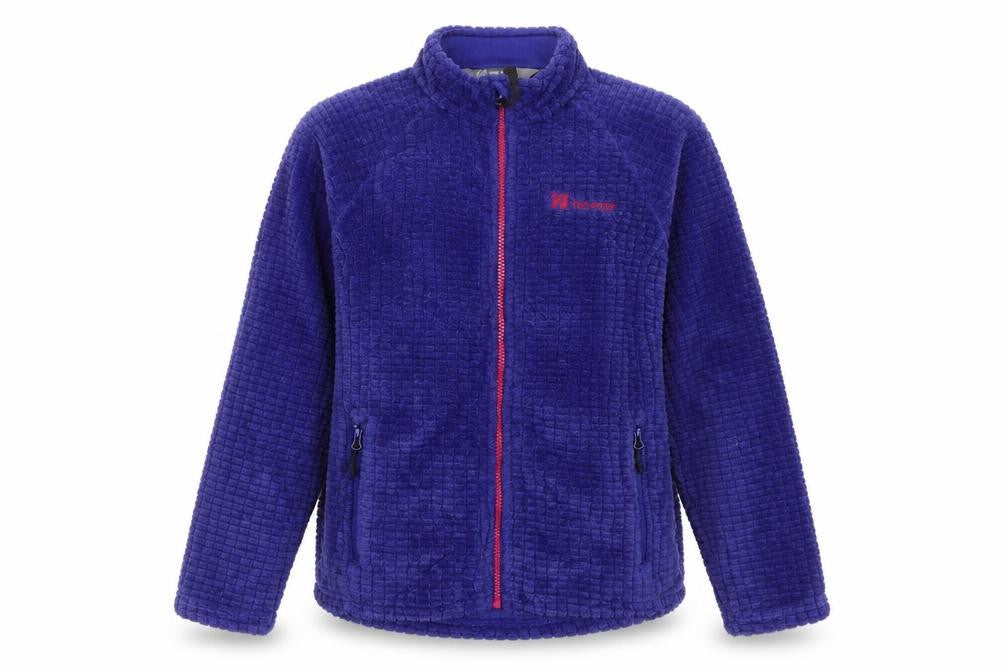 Front view of The Edge girls’ blue fleece full zip jacket 11-12 years warm softshell outdoor
