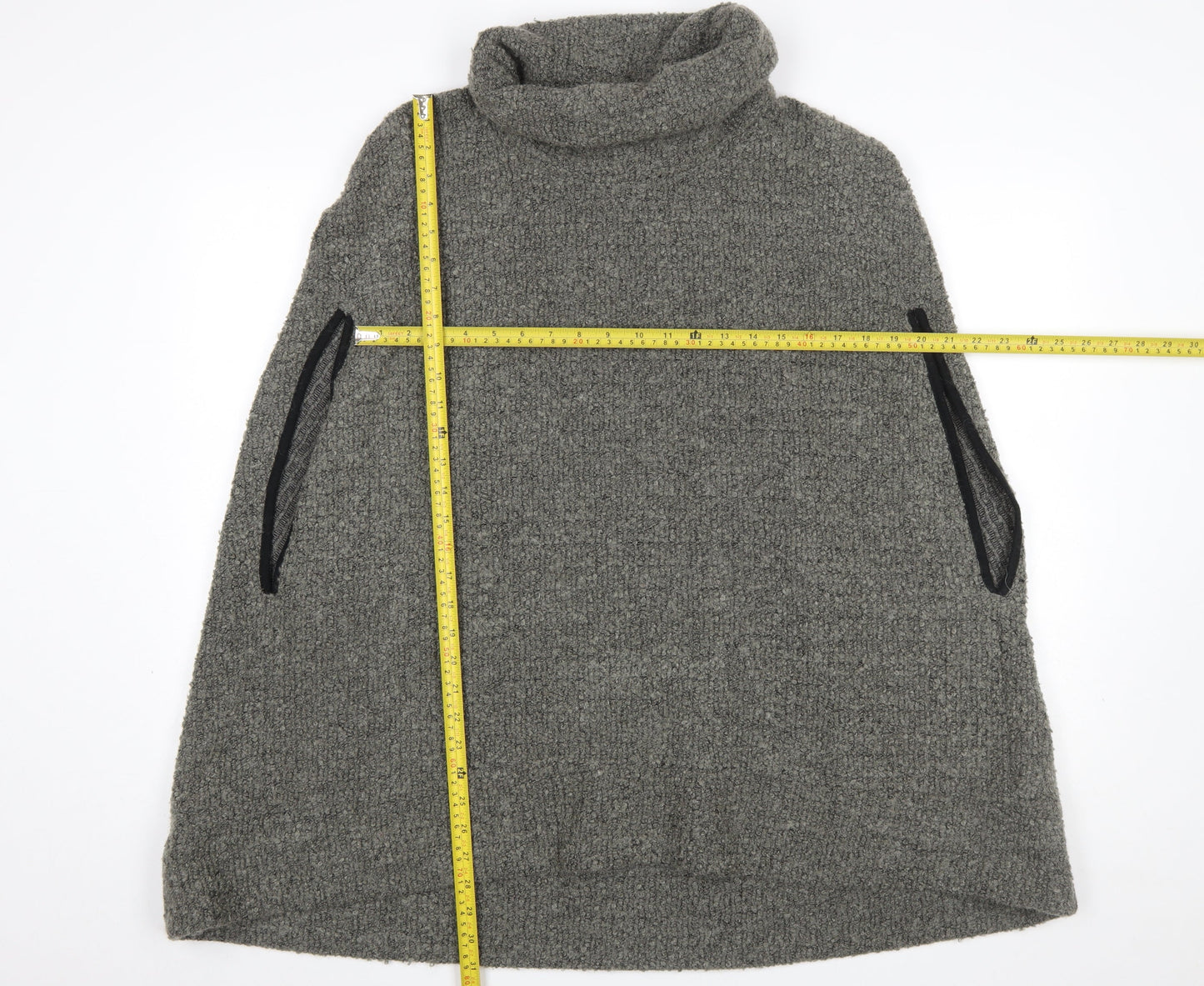 Next Women’s Grey Wool Blend Roll Neck Cape Jumper Size 14