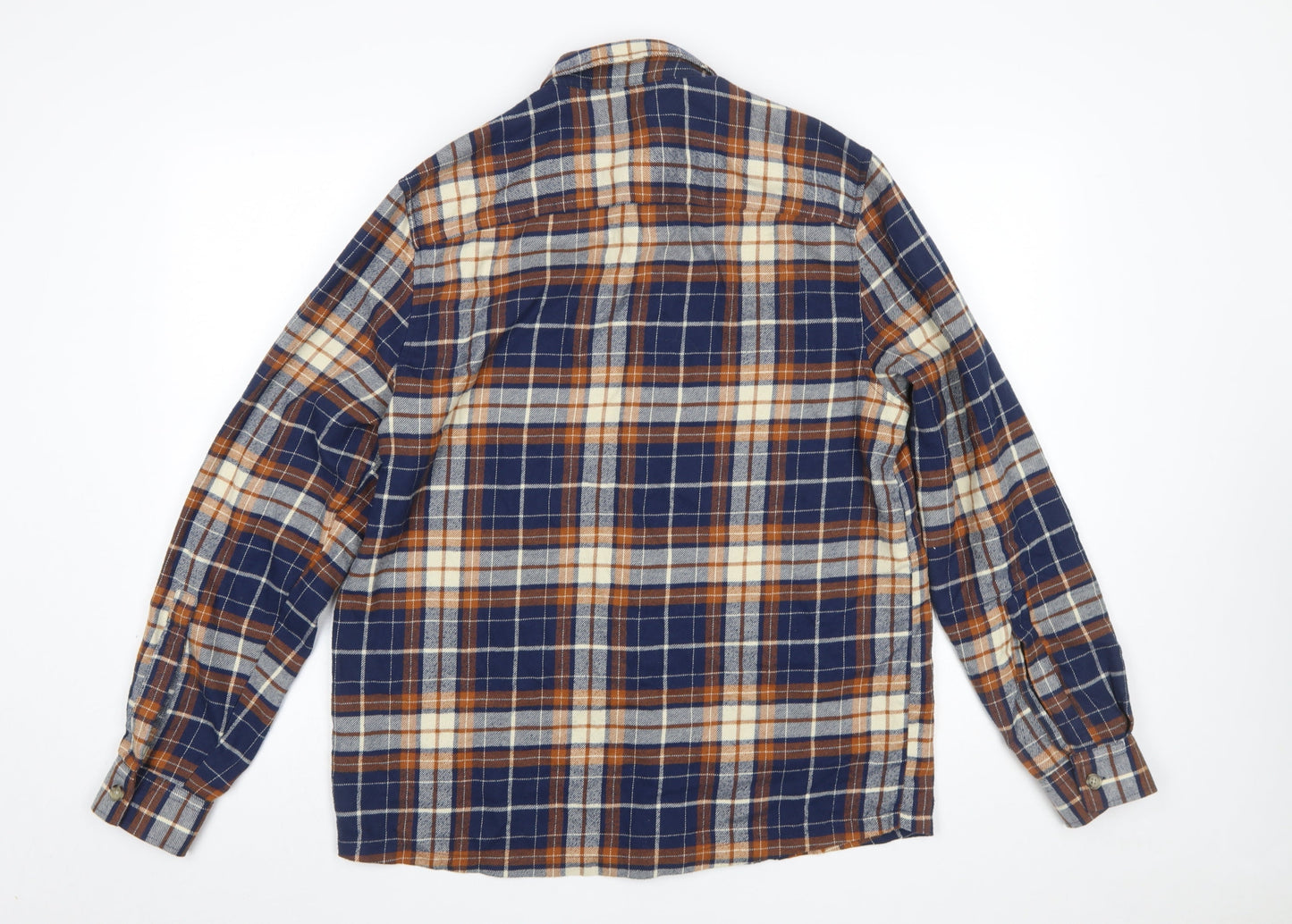 ASOS DESIGN Men's Blue Check Flannel Button-Up Shirt M Regular Fit